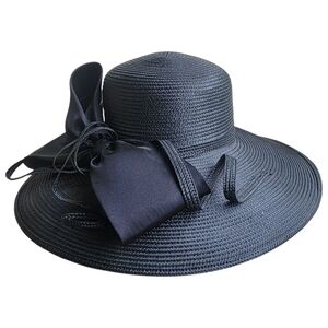 Vtg Giovannio Black Wide Brim Horse Derby Race/ Church Hat Made In England